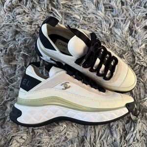 CHANEL Ivory and Black Athletic Shoes